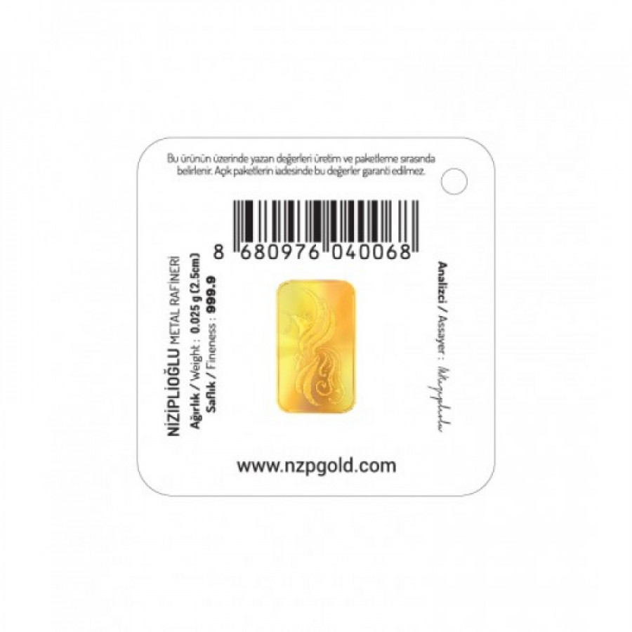 Nzp Gold Mini Goldbarren 0,025 Gramm - GB-NZP-00002