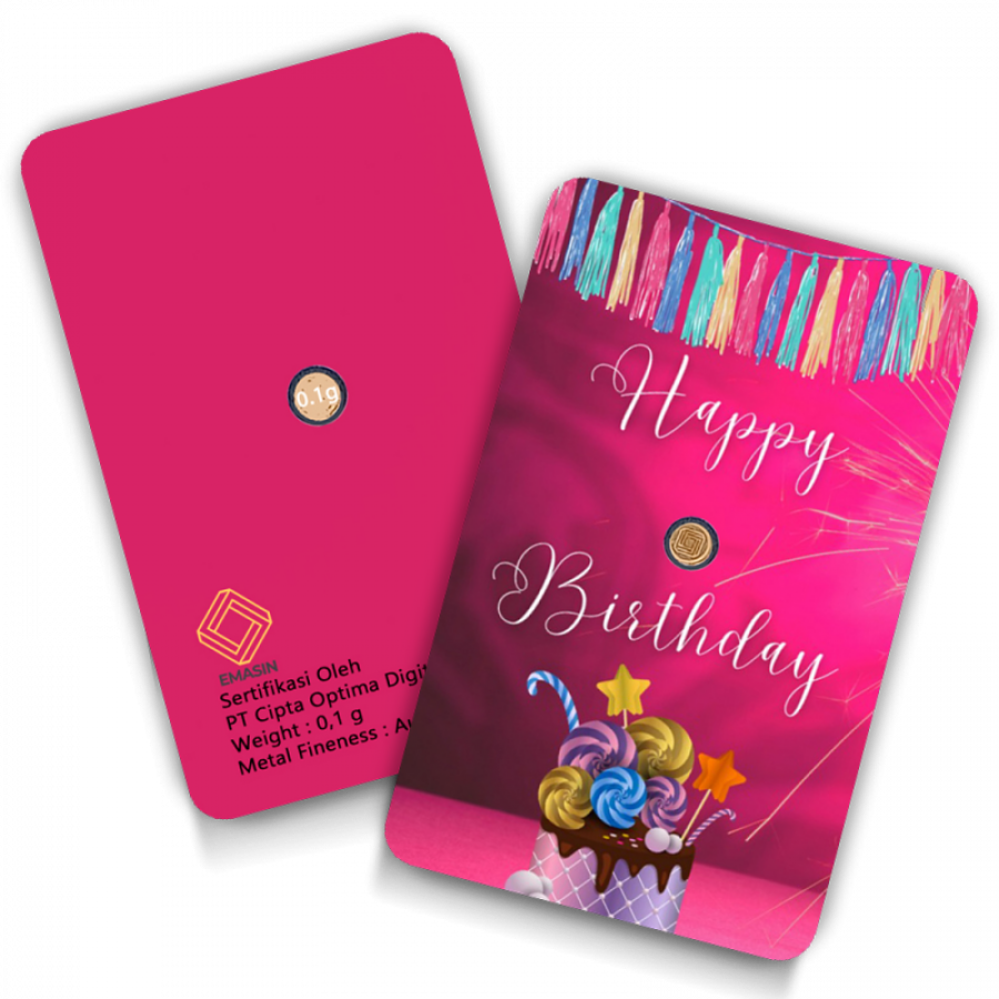 Happy Birthday Geschenkkarten Pink 0,10 Gramm - HBP-EMS-0010