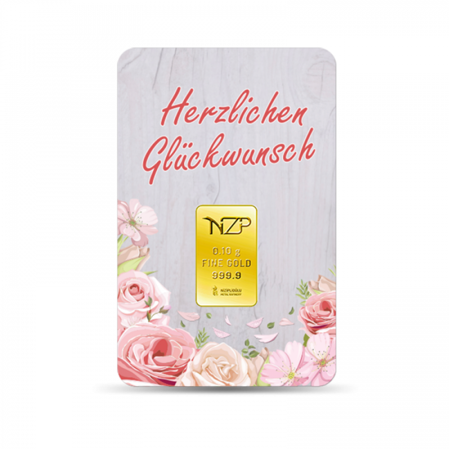 Herzlichen Glückwunsch Geschenkbarren 0,10 Gramm - HGW-NZP-0010