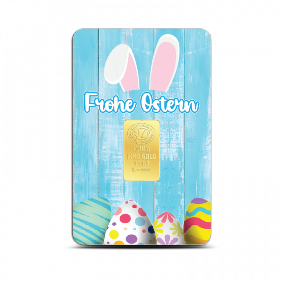 Frohe Ostern Geschenkbarren 0,10 Gramm - OST-NZP-0010