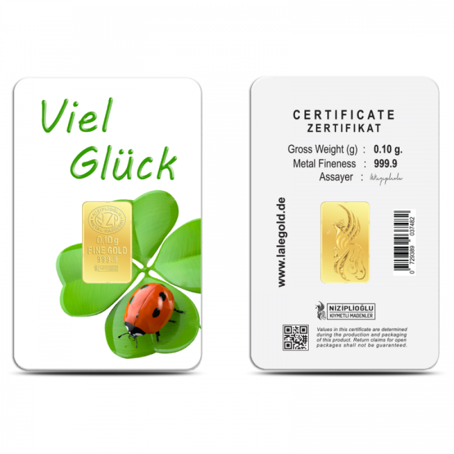 Viel Glück! Geschenkbarren 0,10 Gramm - VGK-NZP-0010