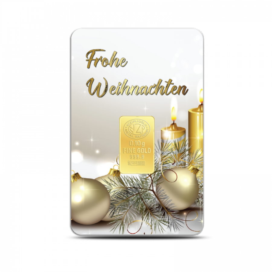 Frohe Weihnachten Geschenkbarren 0,10 Gramm - WEI-NZP-0010